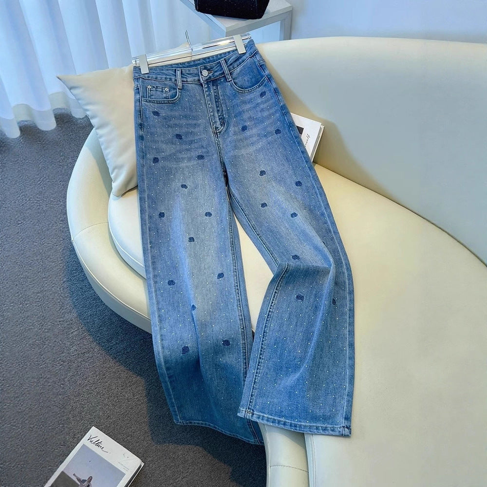 Jeans brodés et en Strass brodés de style américain