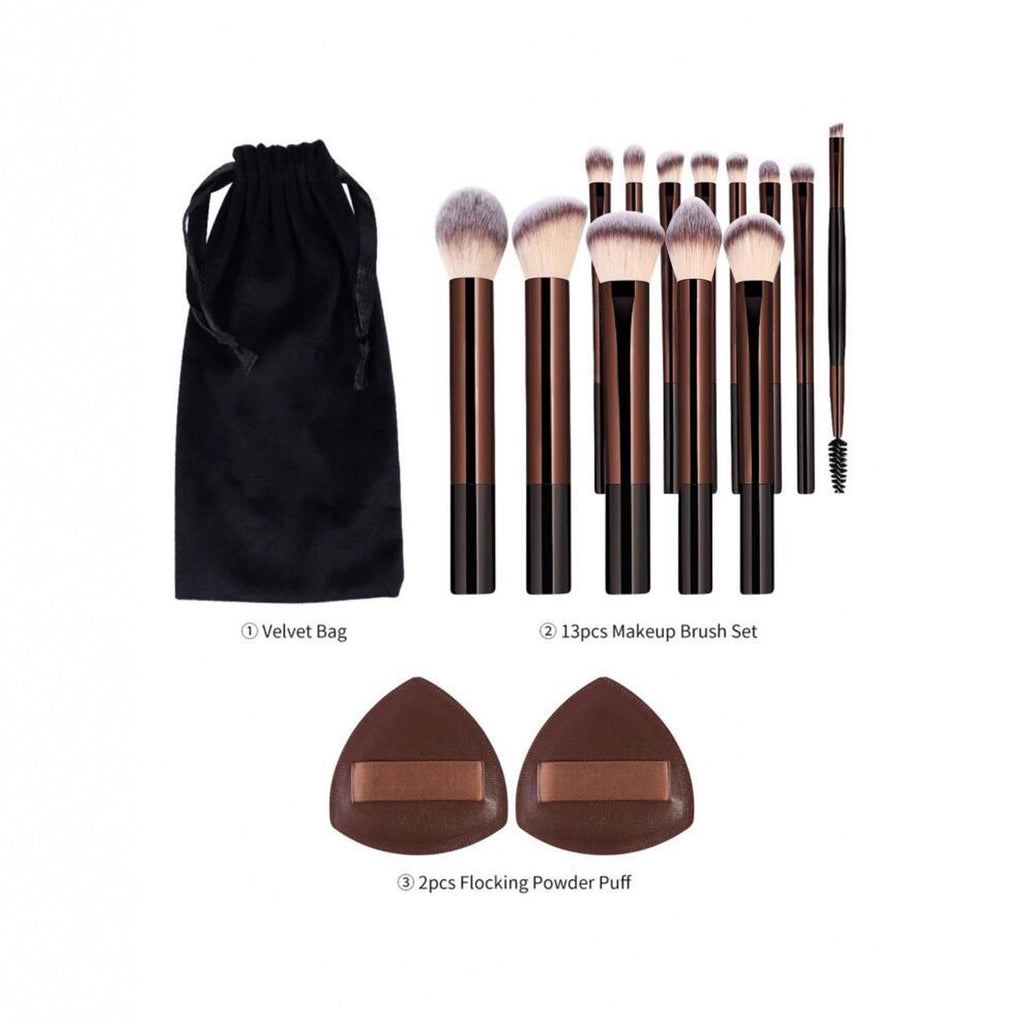 Brosse de maquillage en aluminium brun
