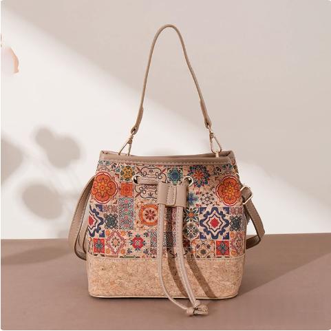 Vieux sac de rangement imprimé de grande capacité pour femmes avec extérieur en bois et en bois