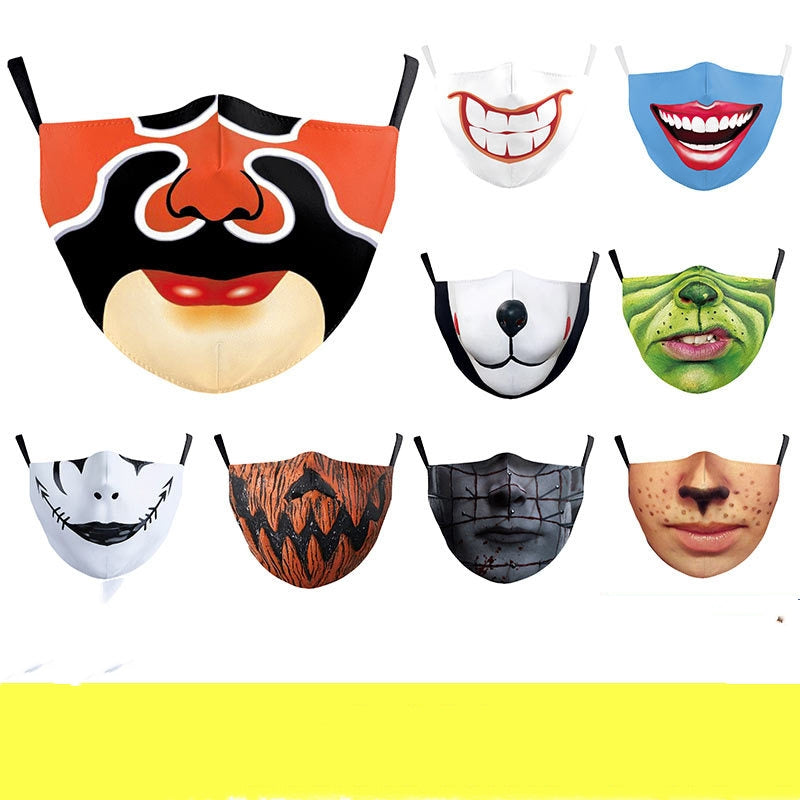 Impression numérique Clown d'Halloween Drôle Double masque de poussière extérieure