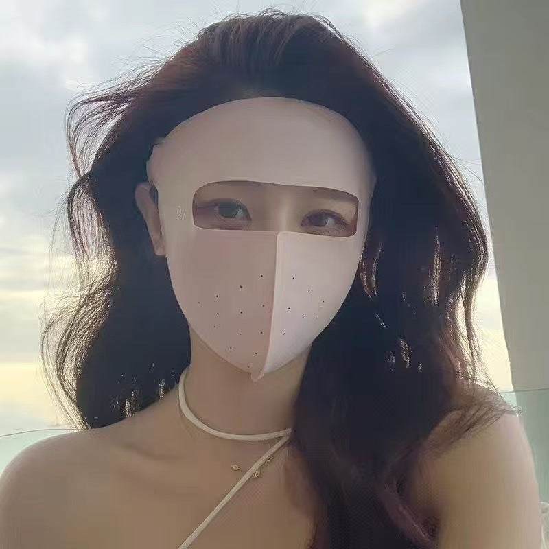 Ice Silk Sunscreen Masque Femme Neck Protection Intégré Trou respirant