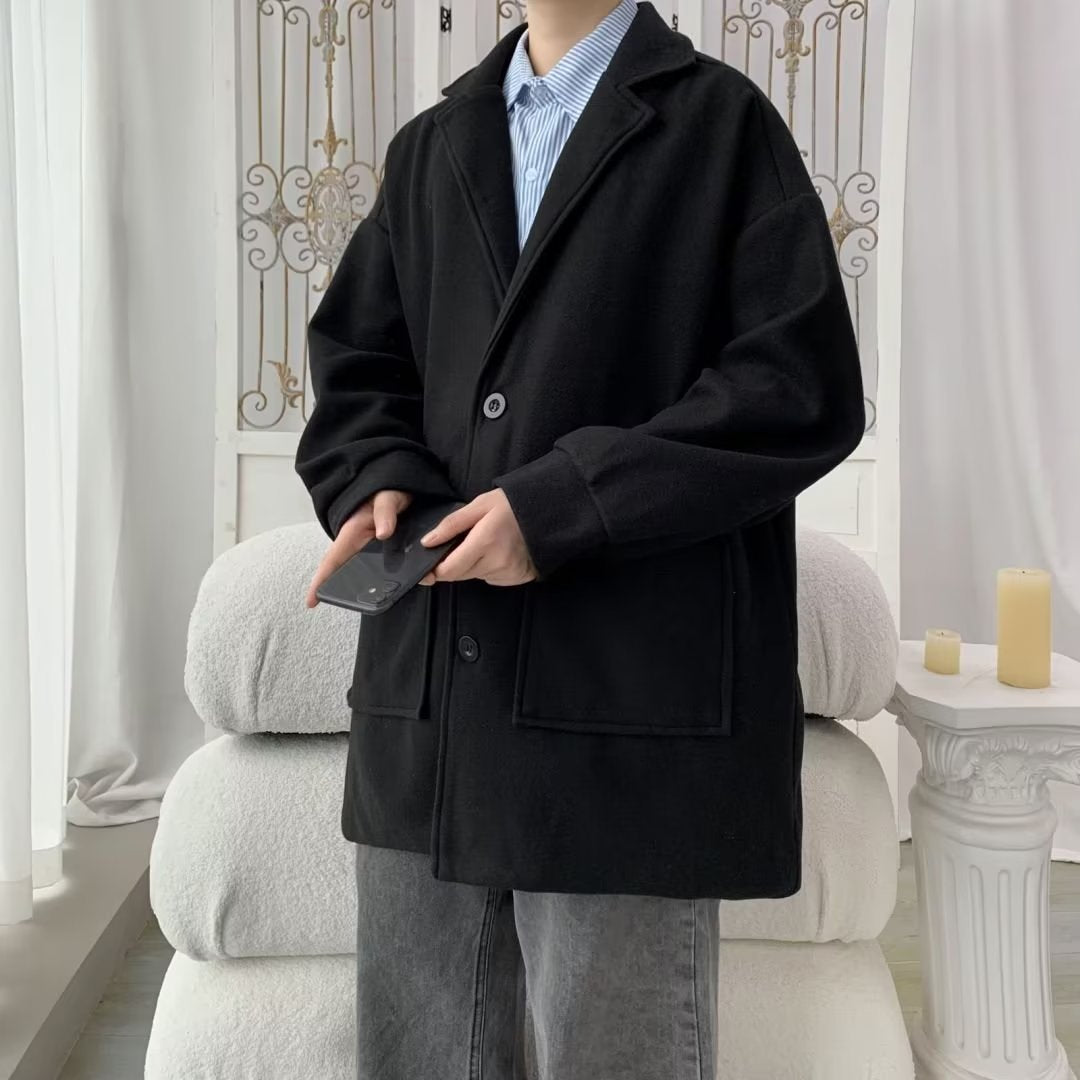 L'automne et l'hiver hommes mi-long extra-loose Woolen Coat Outdoorwear Plus coton
