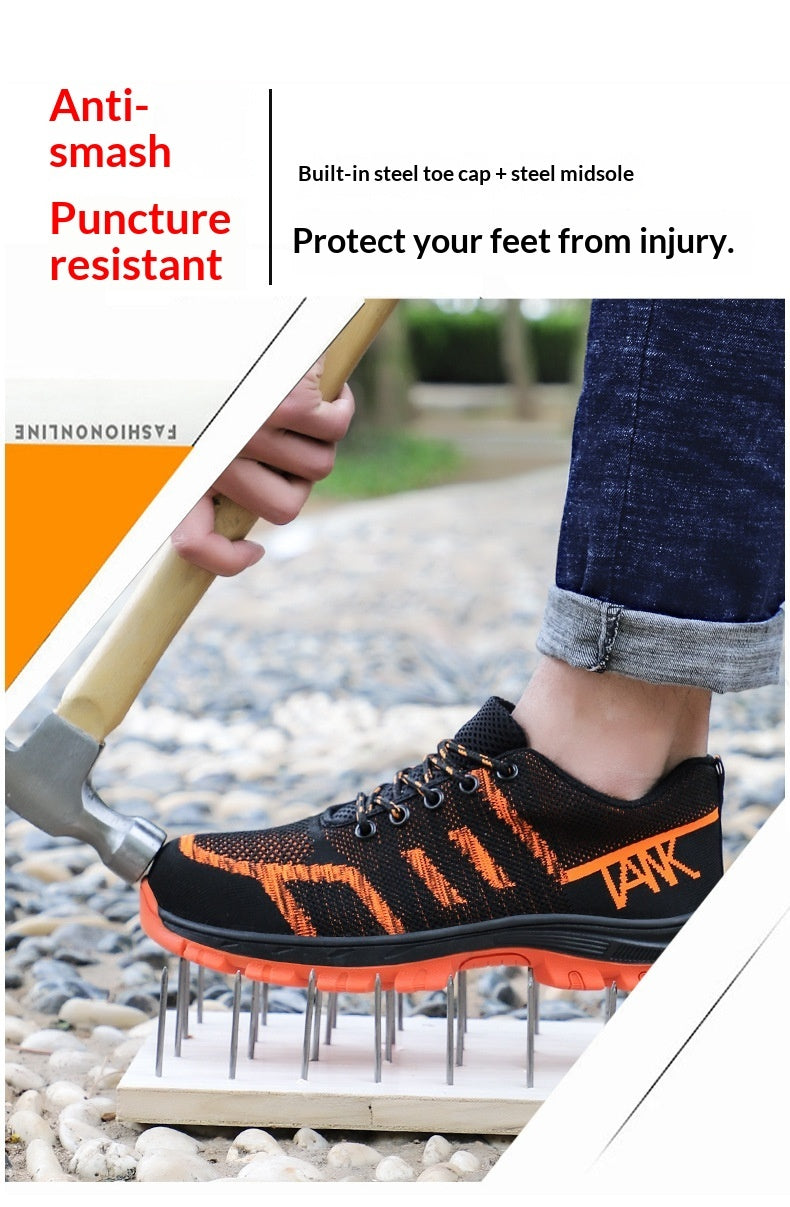Men's Summer Woven Work Safety Shoes with a Durable and Breathable Soft Sole