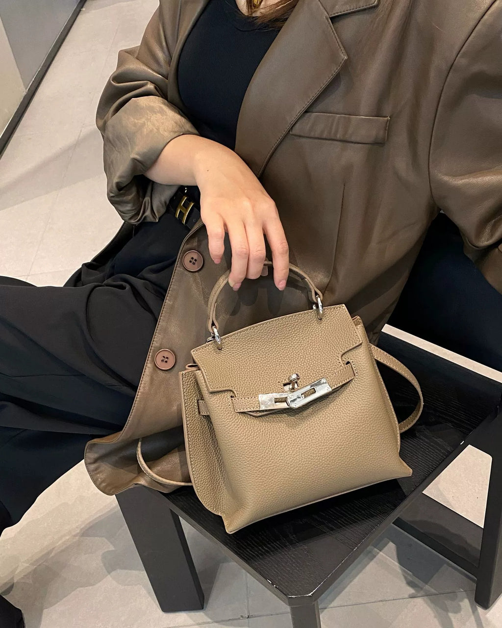 OEM-ODM Customisable TOGO Top-couche Cowhide Kelly Sac
