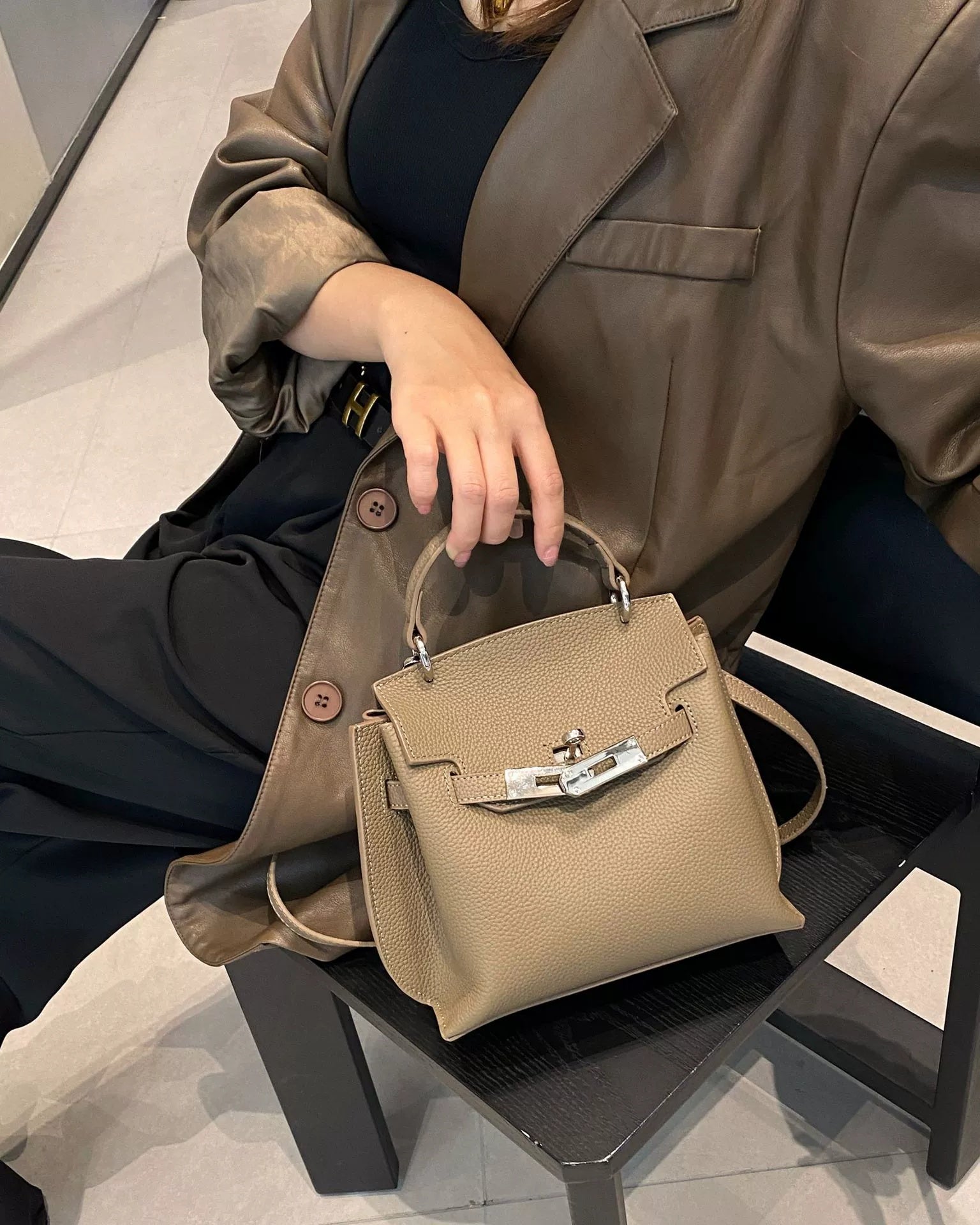 OEM-ODM Customisable TOGO Top-couche Cowhide Kelly Sac
