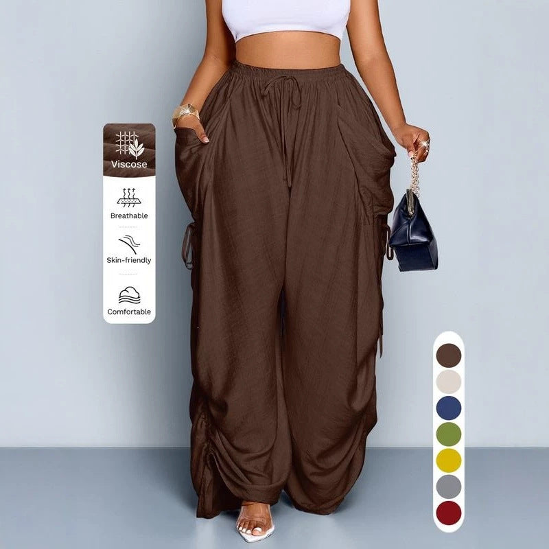 Pantalon large taille haute plissé de style punk rétro