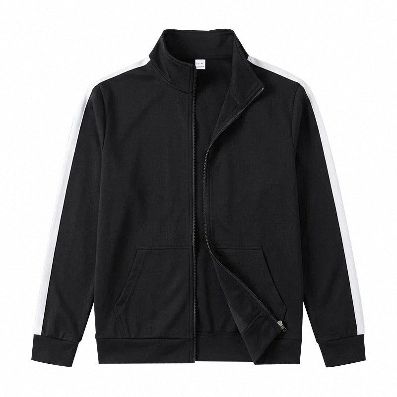 Hommes Relaxed-fit Sporty Minimalist Zip-up Stand-collar Veste