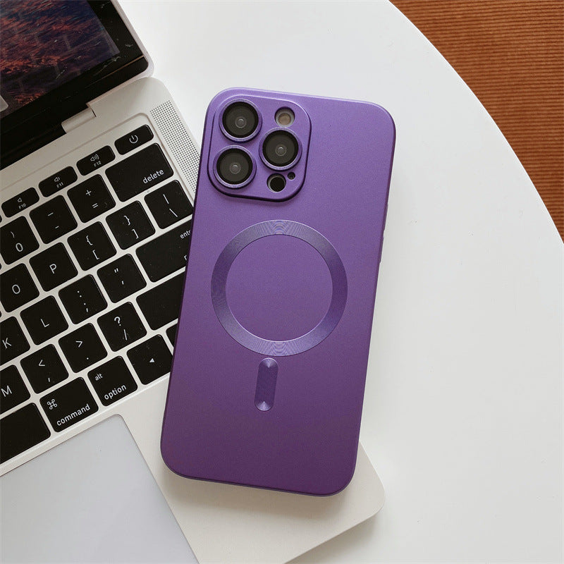 Aspiration magnétique avec boîtier de téléphone portable à électroplaquage de film de lentilles