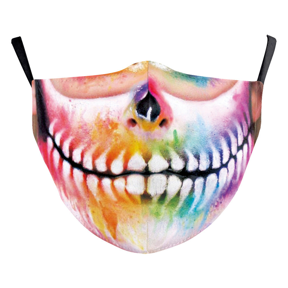 Halloween impression numérique drôle Horreur visage double couche masque de poussière