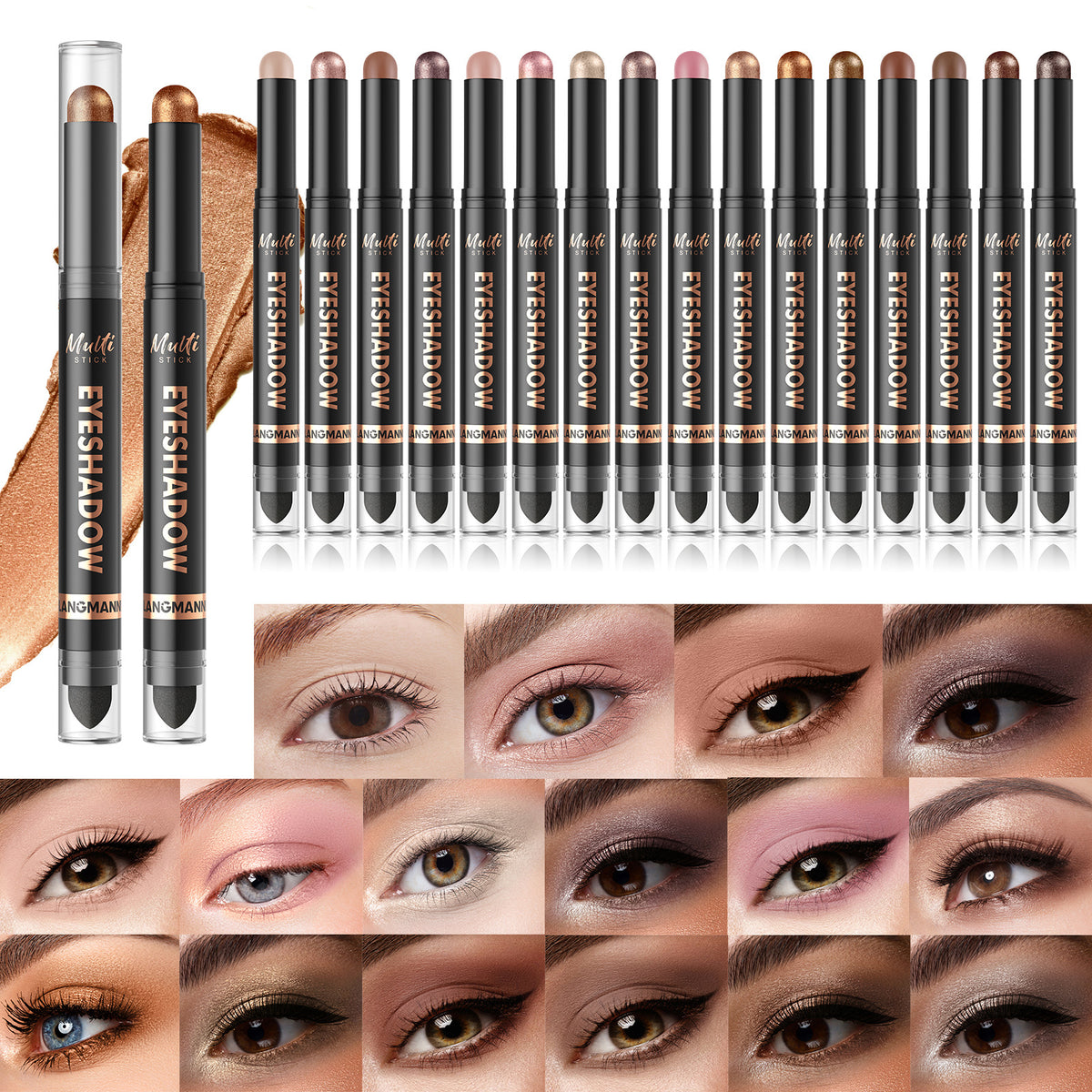 16-Color Double-Ended Waterproof Eyeliner Pencil