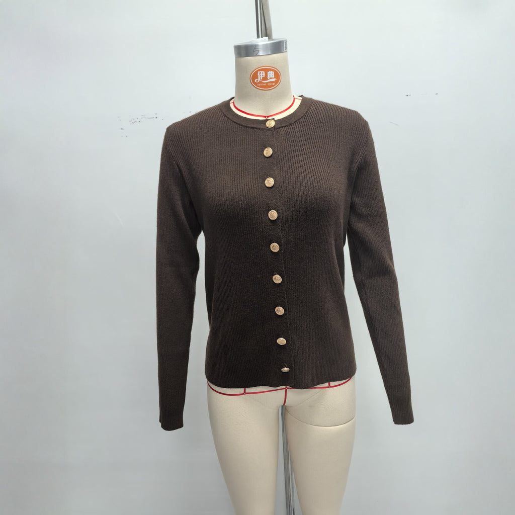 Femmes Manches longues Button-front Knit Cardigan
