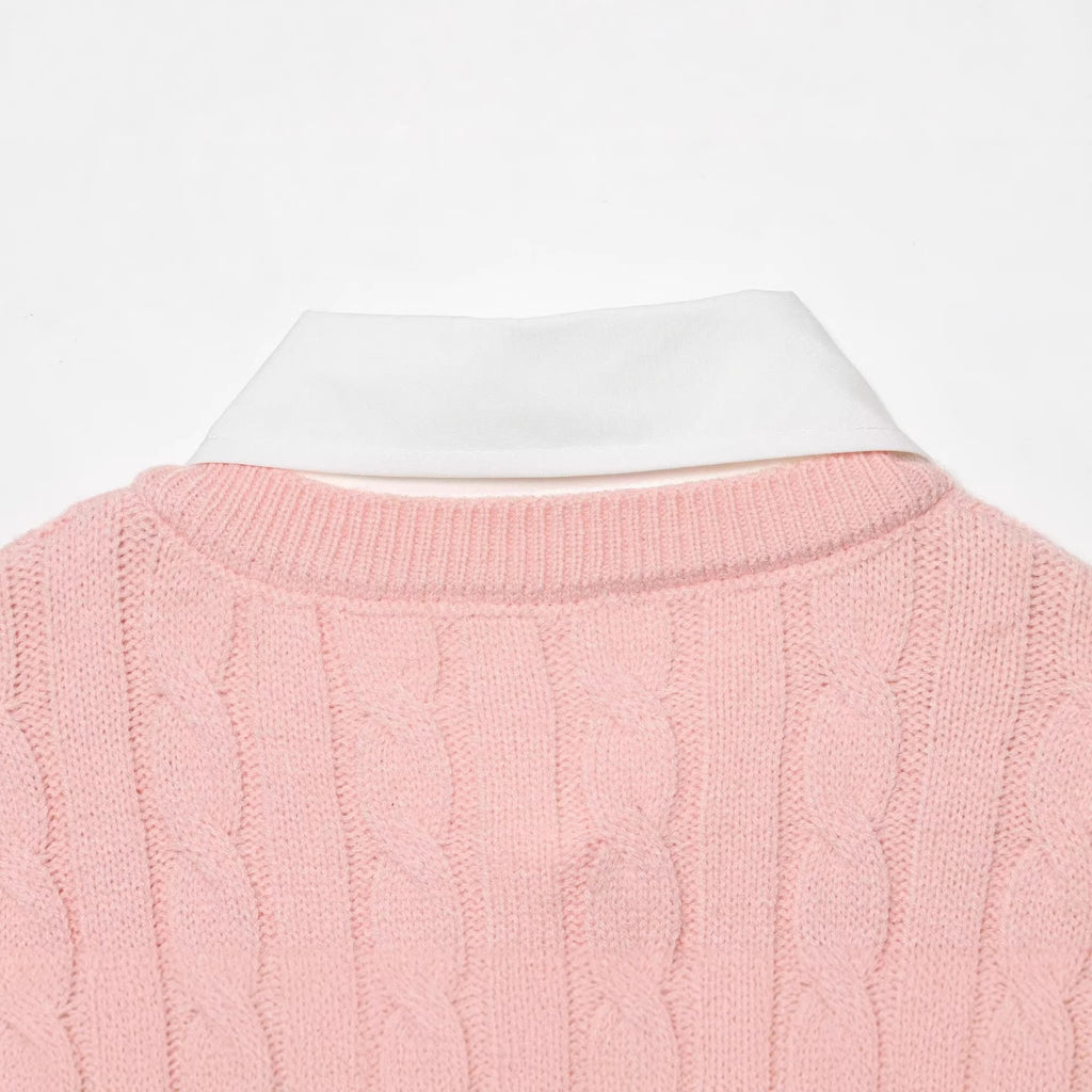 Stylish Minimalist Versatile Letter-broidered Patchwork Top