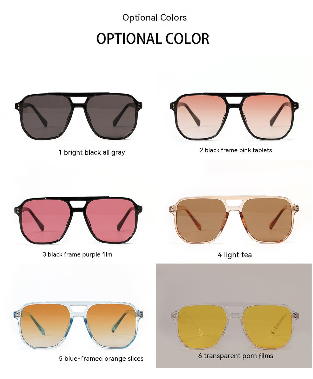 Lunettes de soleil carrées à double faisceau de mode pour femmes