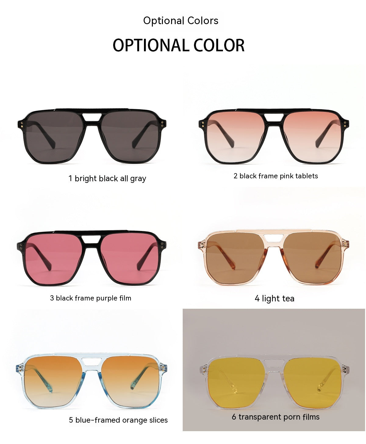 Lunettes de soleil carrées à double faisceau de mode pour femmes