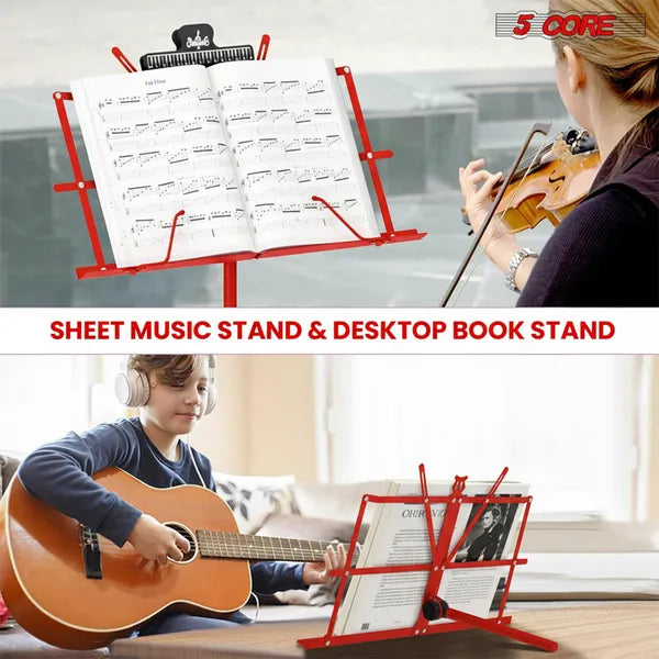 5 Core Music Stand Ajustable Desktop Book Stands Portable Sheet Holder Tous métalliques pliables