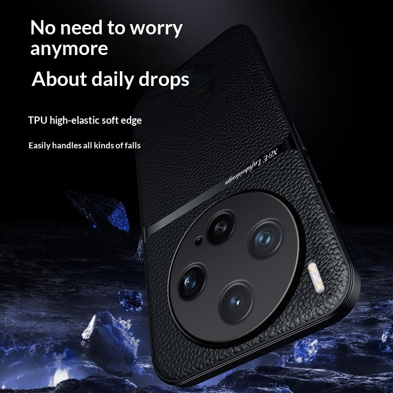 Lumière de luxe cuir-grain magnétique de voiture Lens-Cover Full-Body Drop-Resistant Protecti