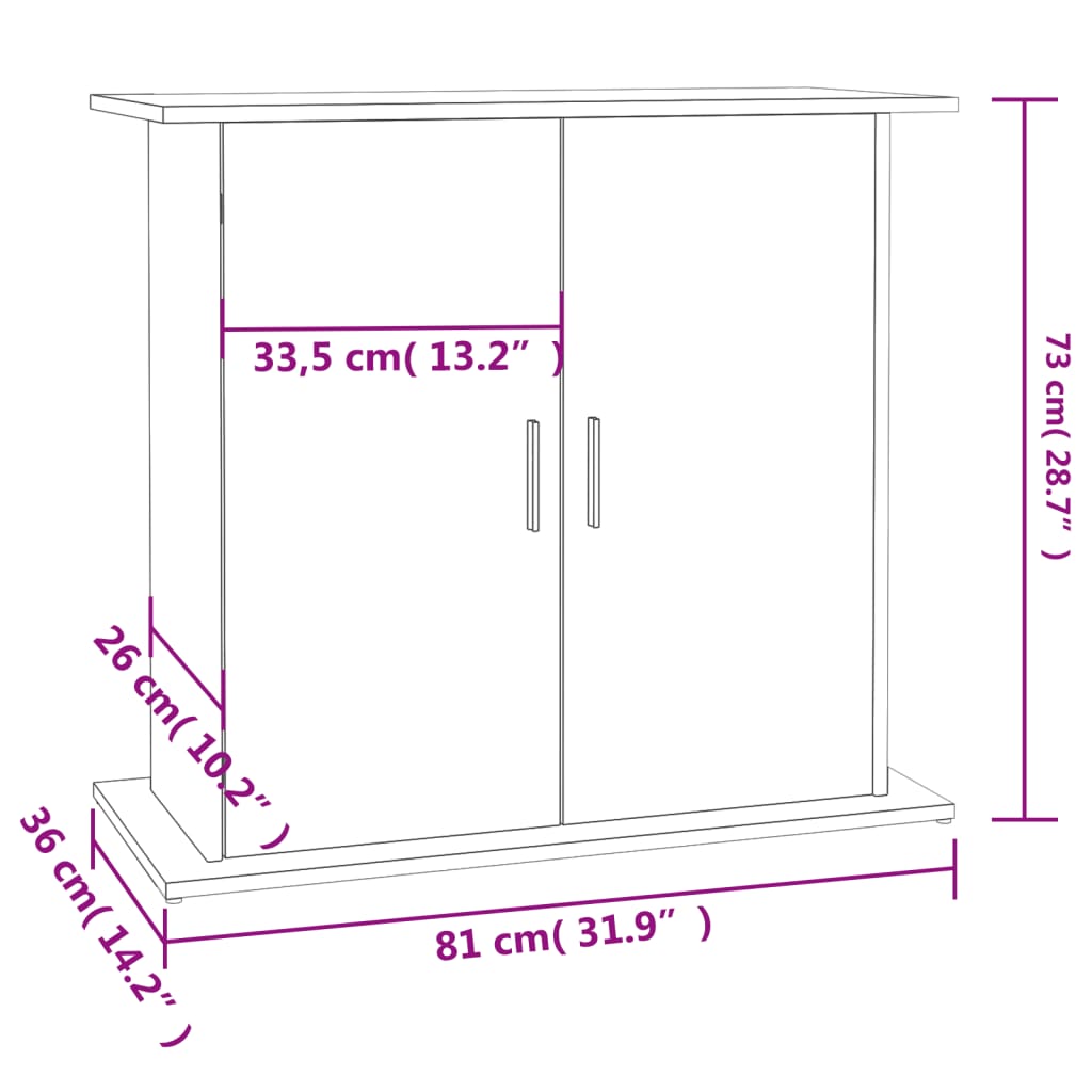 Aquarium Stand 81x Bois Matériel Aquarium Stand Sonoma Chêne 81