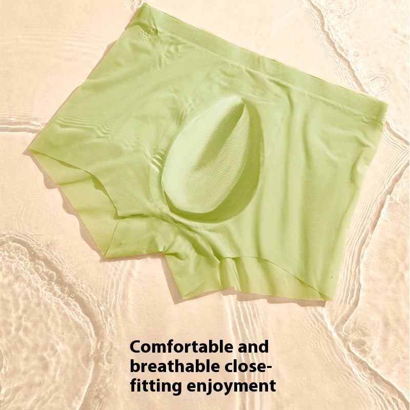 Été Rafraîchissant Respirant sous-vêtements en soie de glace homme sans couture Boxers ultra-mince Boyshorts