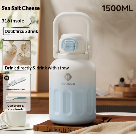 Bouteille d'eau de paille de grande capacité avec isolation