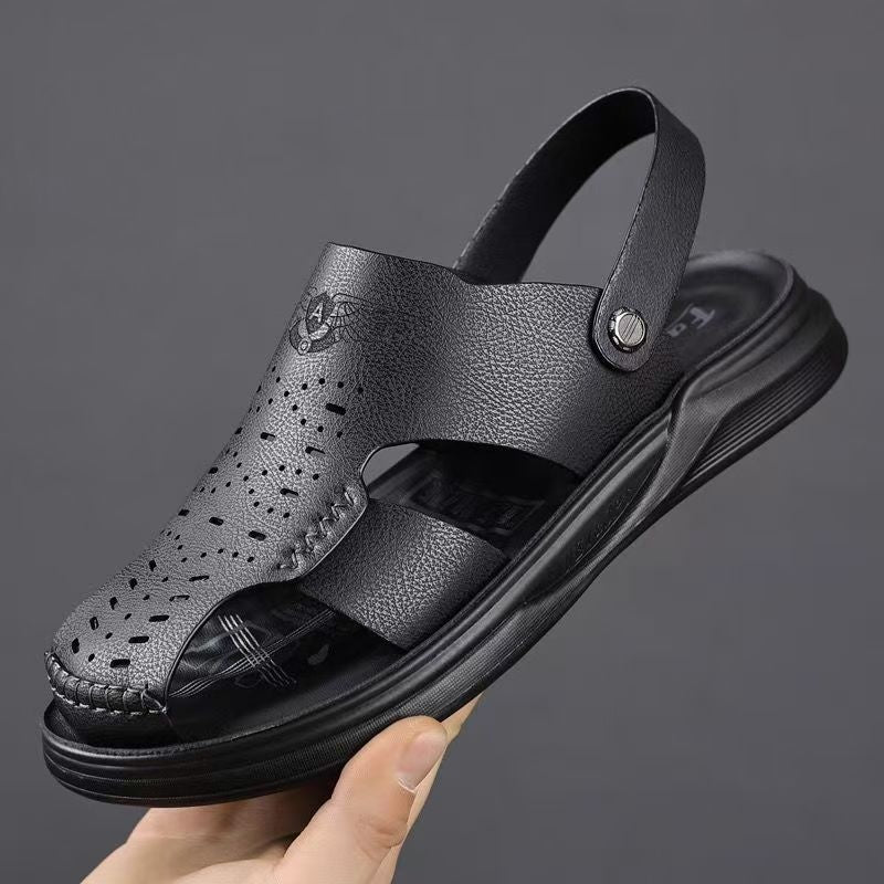 Sandales d'orteils en cuir véritable convenant à la fois à l'usure extérieure et à la conduite