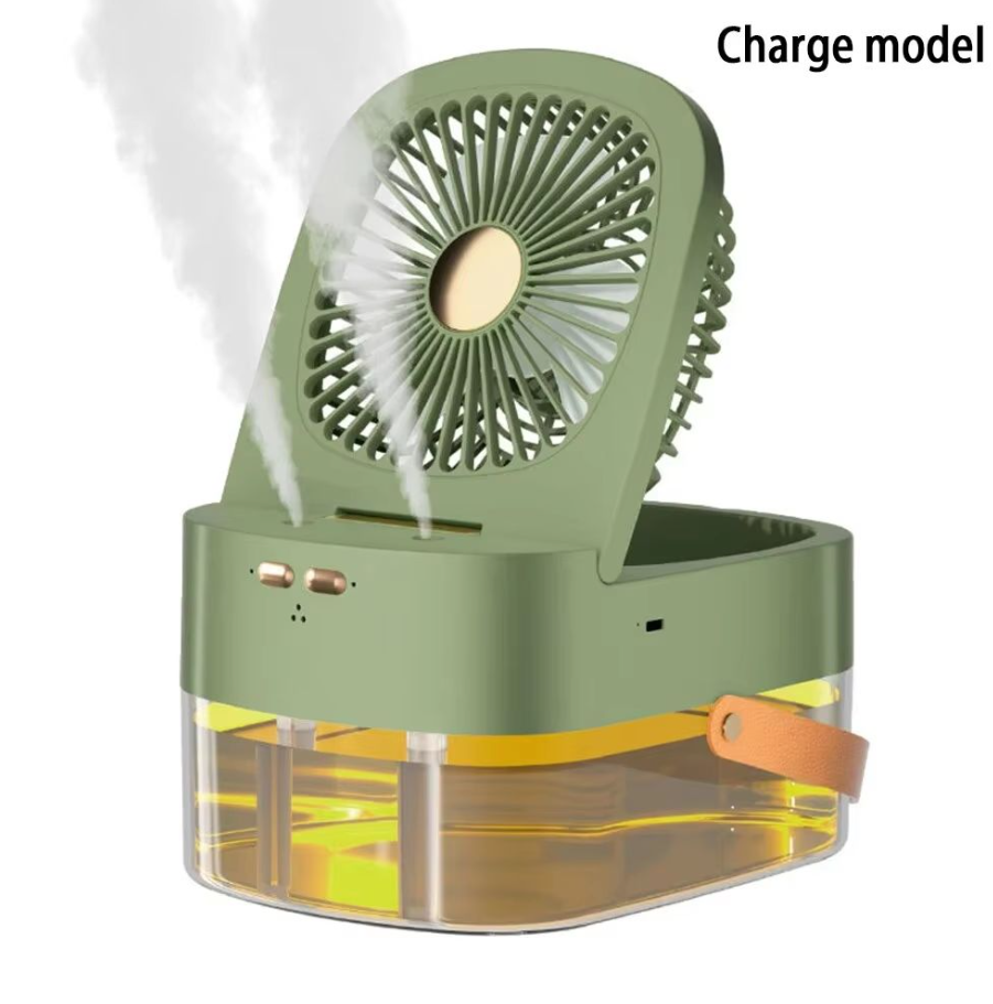 Ventilateur USB blanc vert 3 vitesses rechargeables et ventilateur pliable rechargeable avec vaporisateur d'humidification