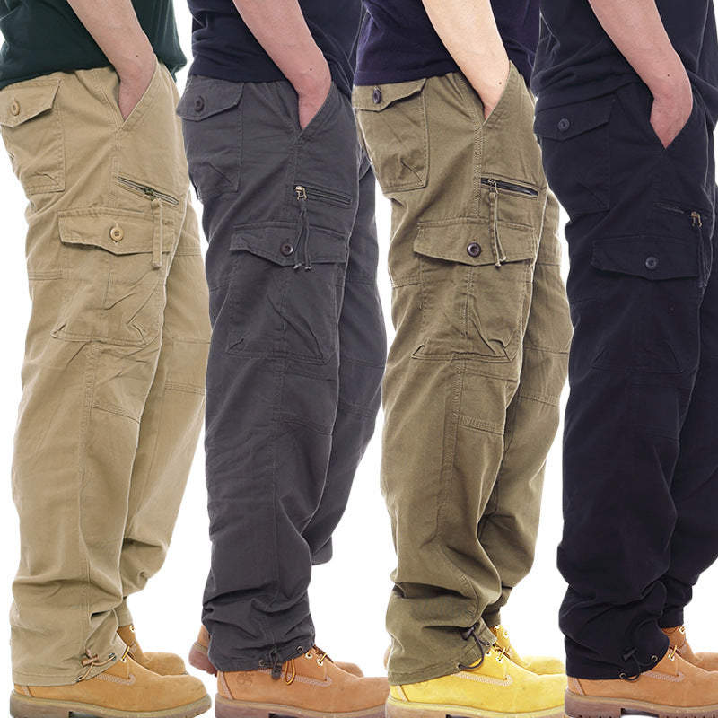 Pantalon de travail casual en coton pour hommes avec taille élastique