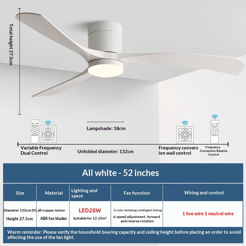 Feux pour ventilateur de plafond intégré simple et moderne à usage domestique