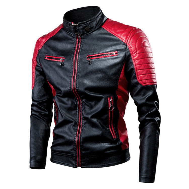 AutomneHiver Casual Biker-Style Patchwork Veste en cuir