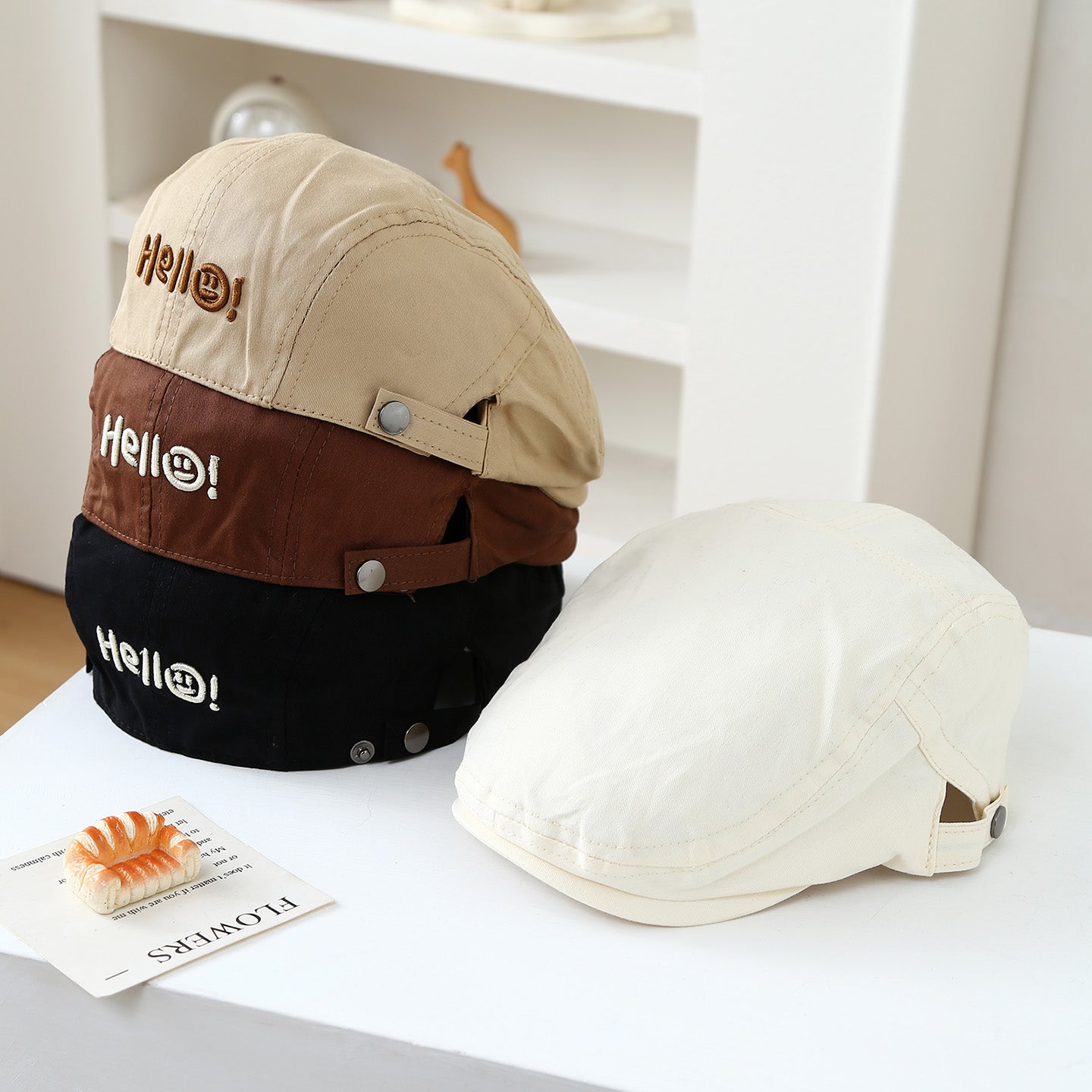 Lettre en couleur unie pour enfants Smileing Face Broded Adjustable Casual and Fashionable S