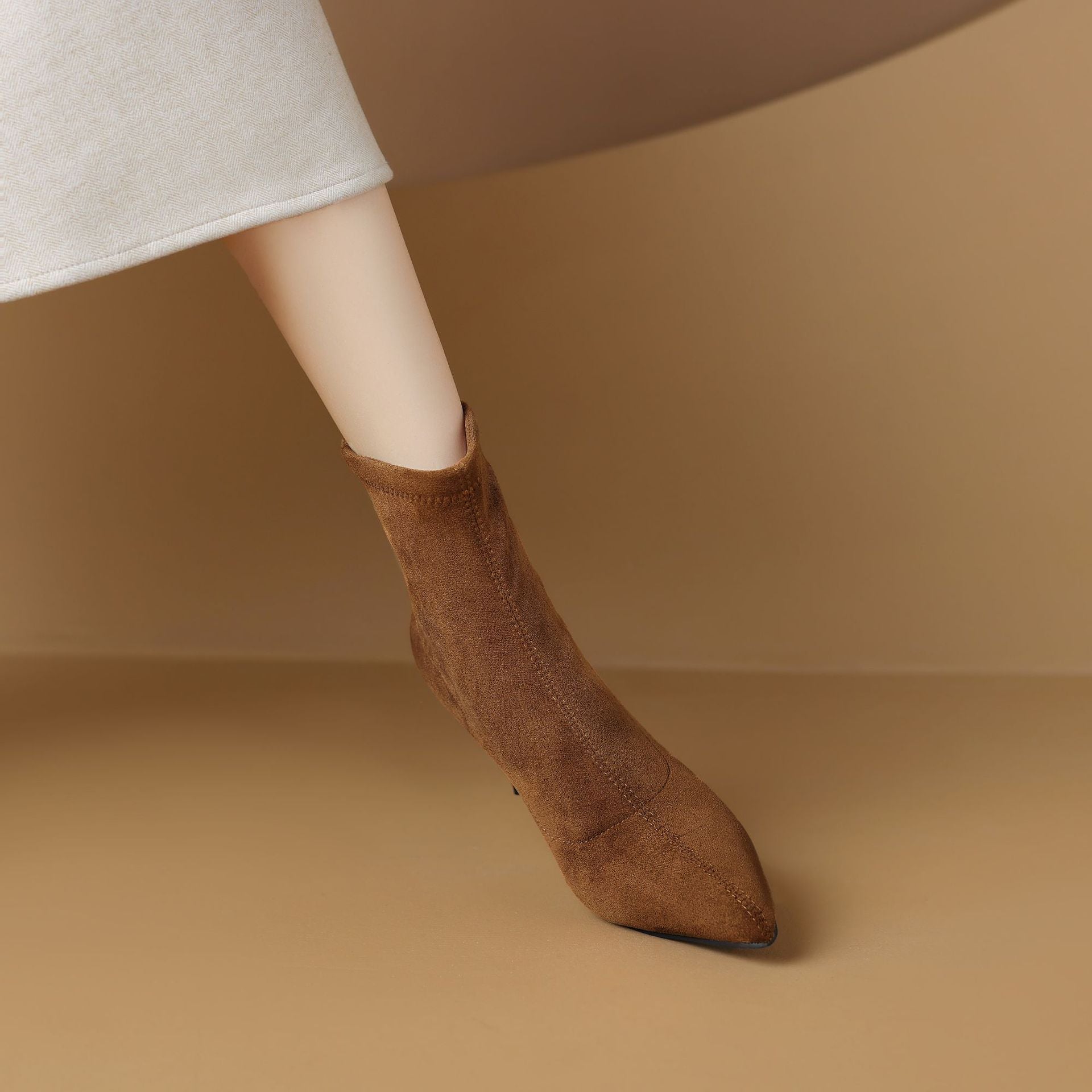 Bottes élégantes à pointe pointue de style français Stretch Slim-fit