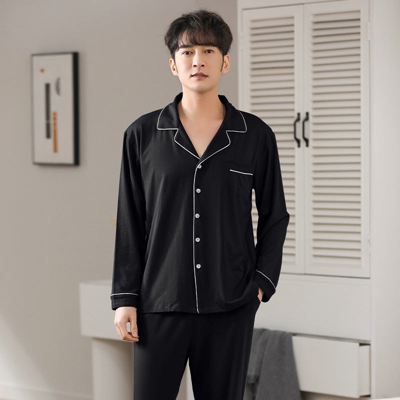 Pyjama Modal Men's Spring and Autumn Long Sleeve Cardigan Suit