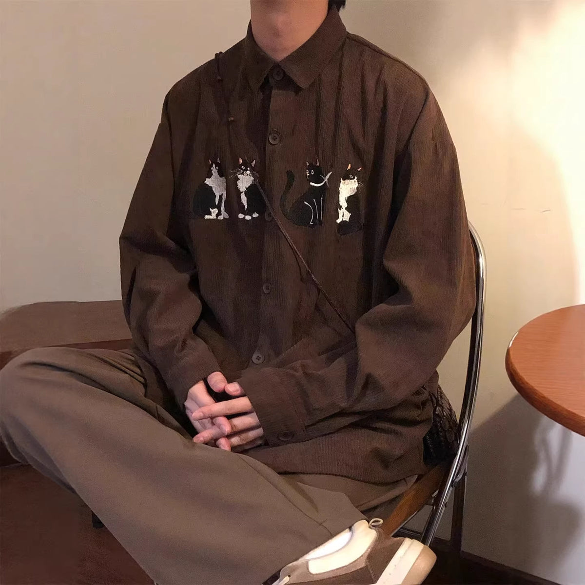 Le printemps et l'automne Chemise décontractée de style préppy