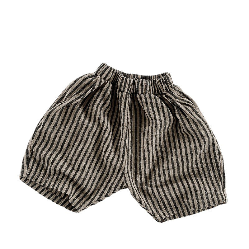 Été Coton pour enfants et lin Short rayé vertical