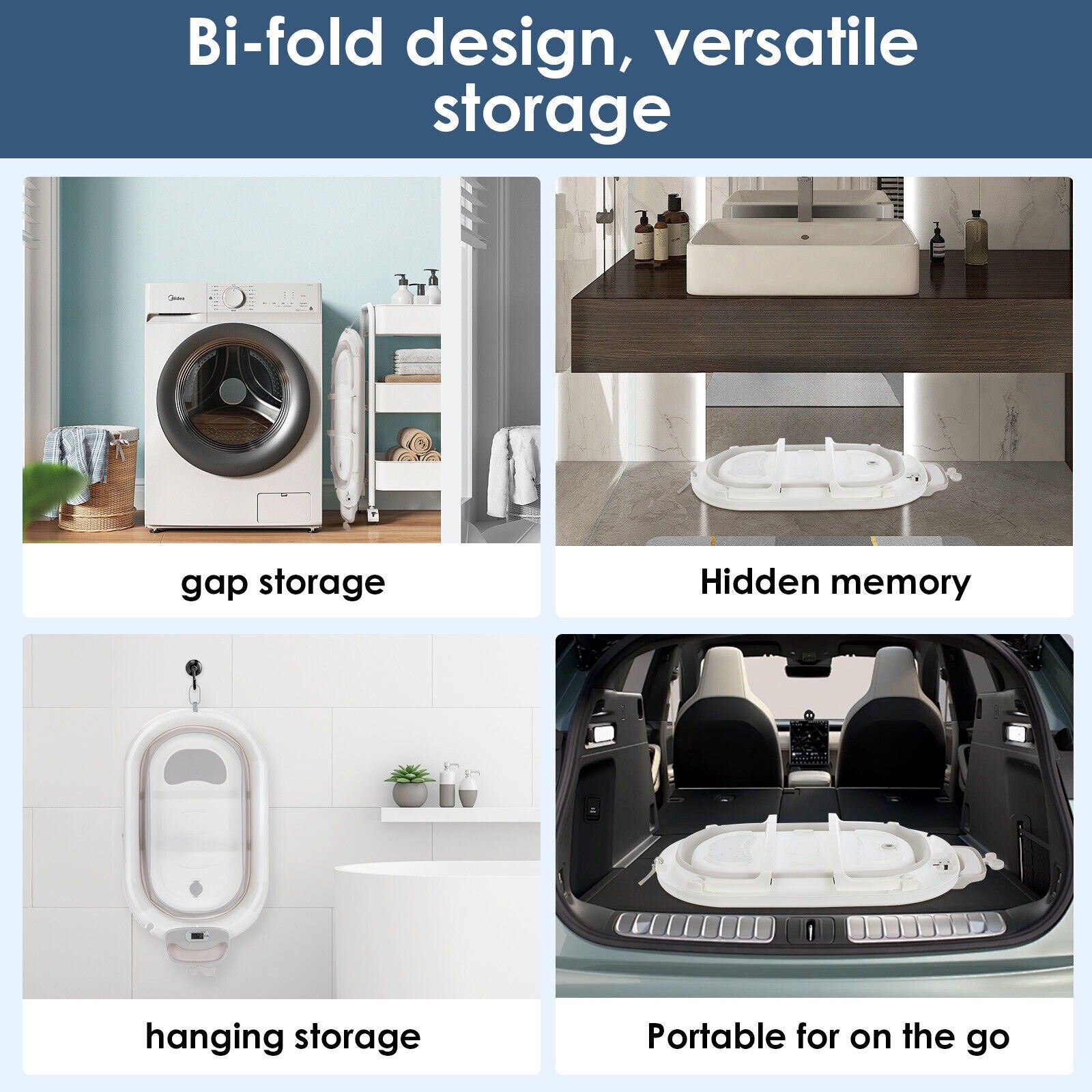Baignoire pliable pour bébé Ergonomie avec tampon de bain de température et de coussin et filet de bain