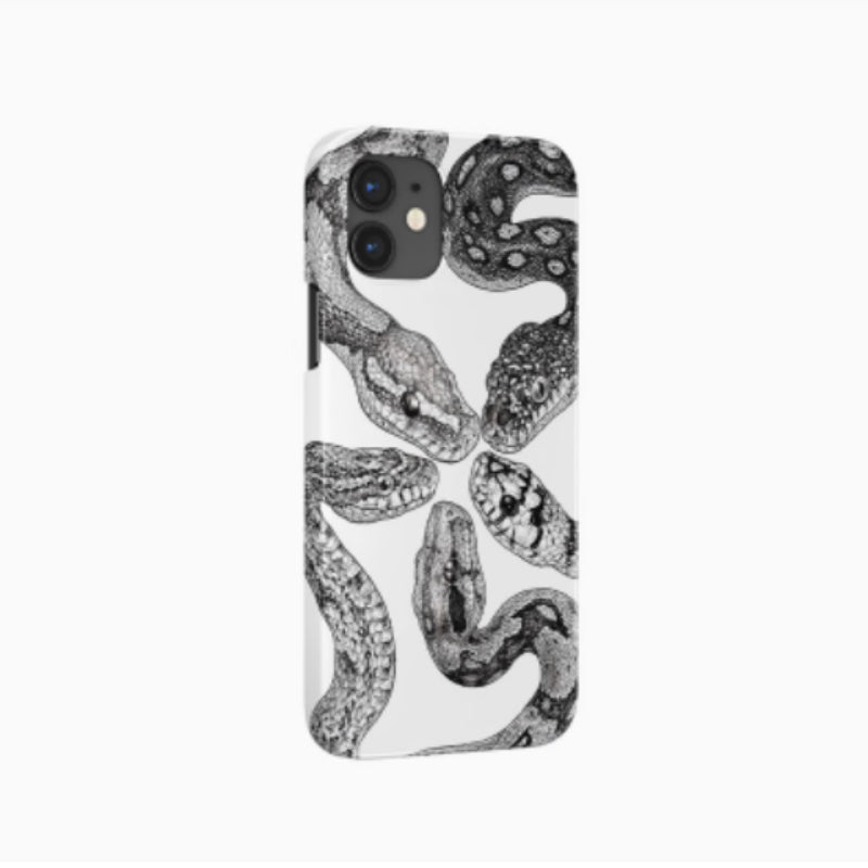 Cas de téléphone d'illustration Python rétro Niche noir et blanc