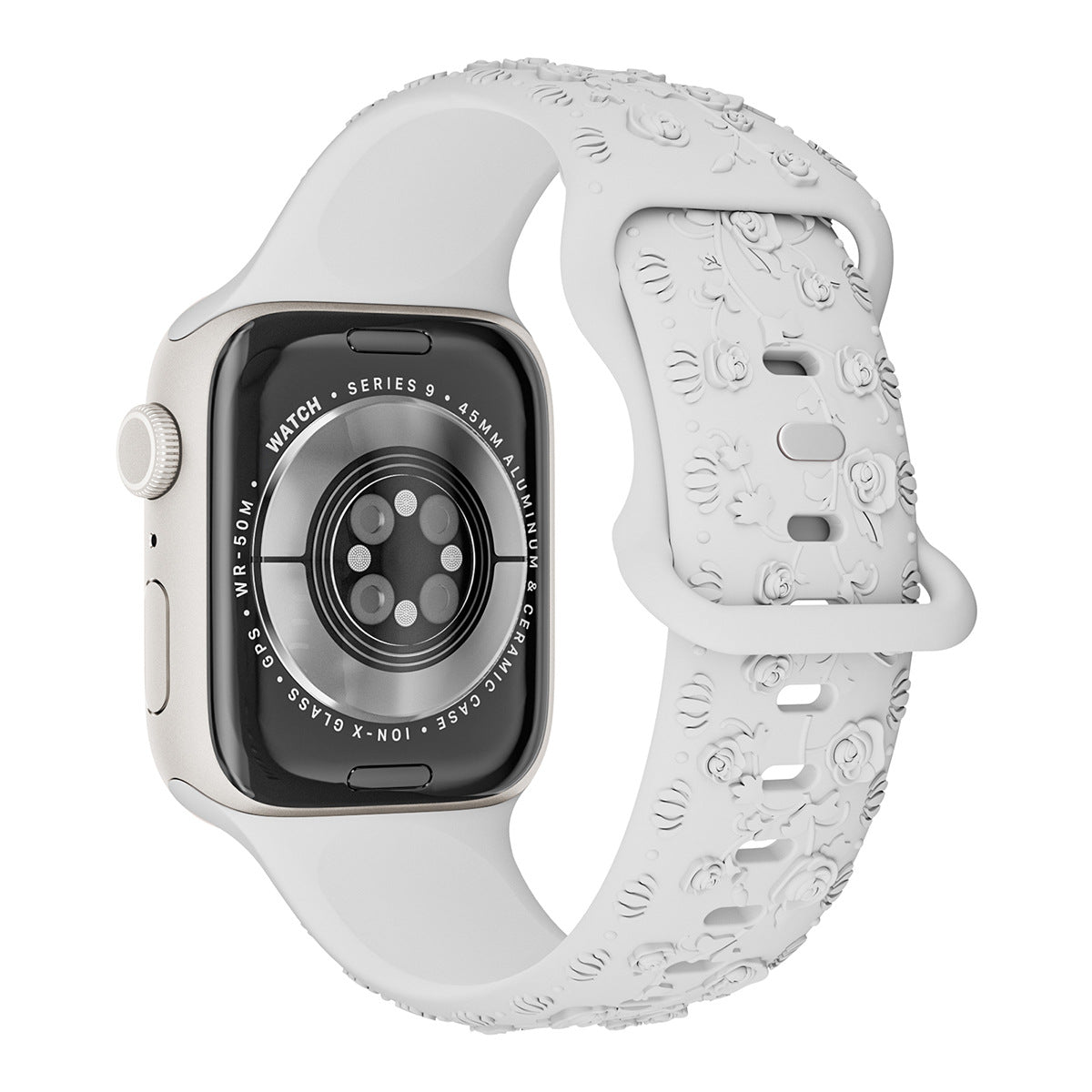 Bracelet de montre en silicone rose embossé