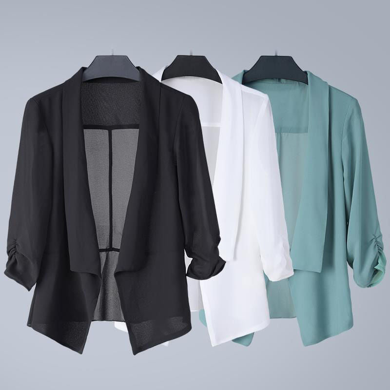 Châle-style Sun-protective Top Solid-colore Loose-fit Casual Versatile Cardigan Veste