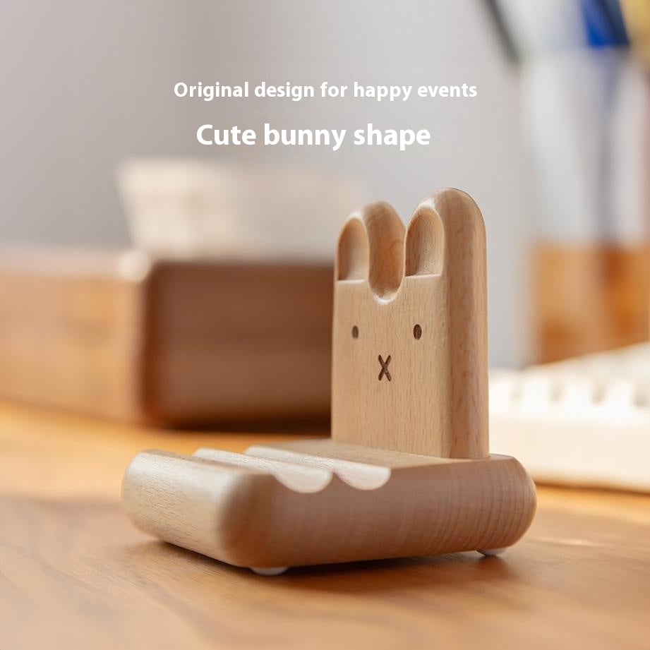 Creative Bunny Tatami Wooden Mobile Phone Holder
