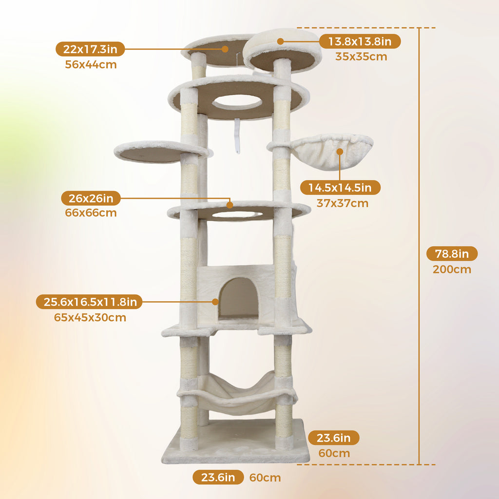 78 dans la tour de chat beige avec grand condo sisal grattement post grand hamac et plateau supérieur