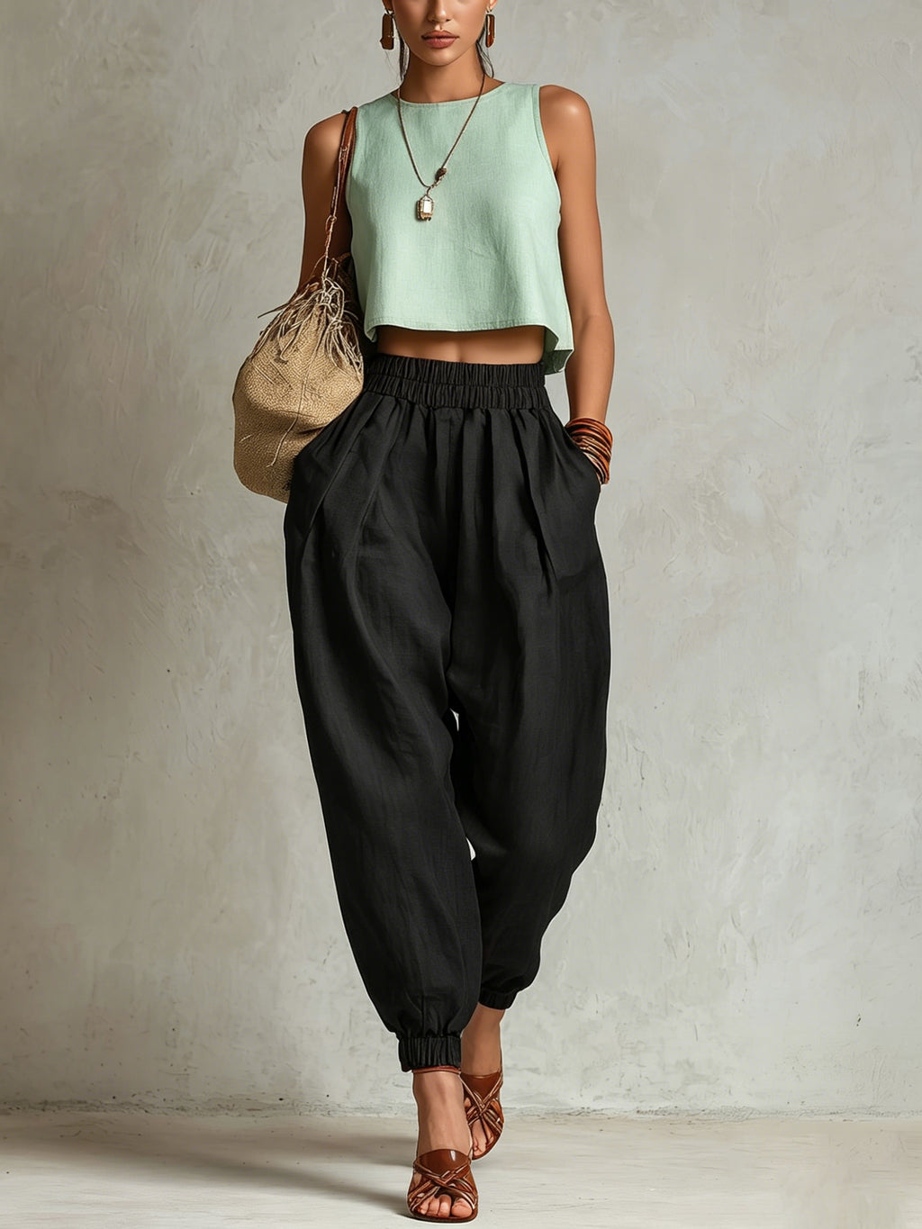 Pantalon de jogging à pantoufle en élasticité avec une jambe de lanterne