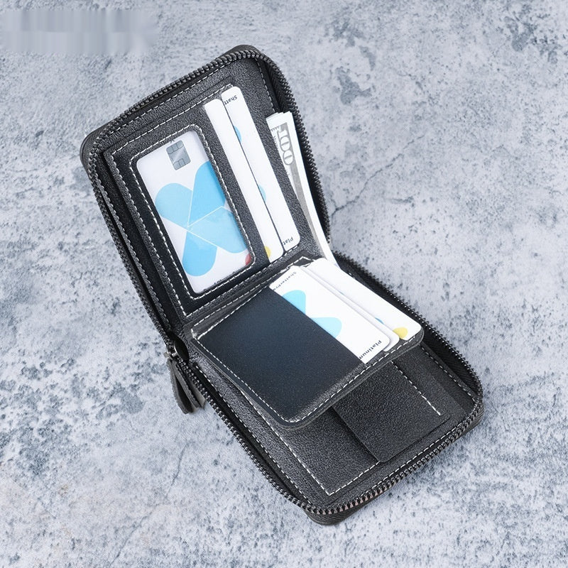 Porte-monnaie en cuir multi-cartes en cuir PU court pour hommes