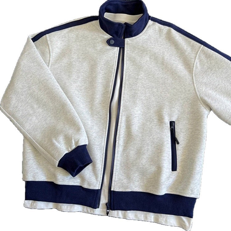 Élégant Capuche de Cardigan polyvalent avec un collier debout
