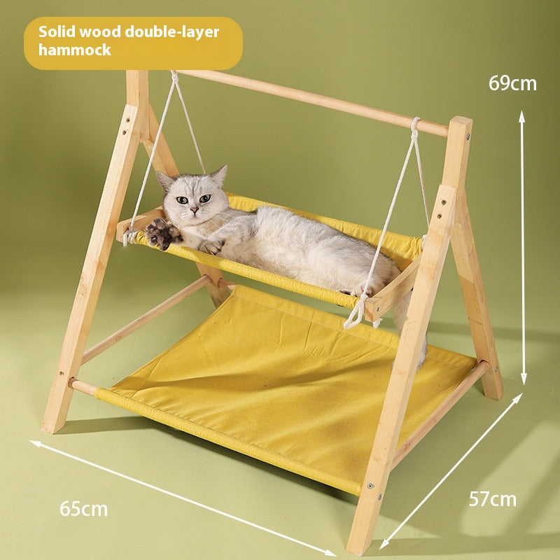 Chat chat animal Hammock double couche quatre saisons Nest universel en bois de chat