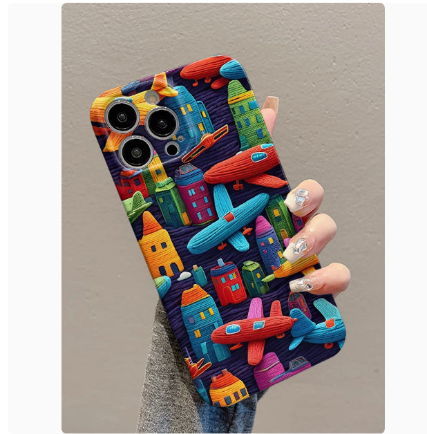 Peinture à l'huile Cas de téléphone d'avion minimaliste