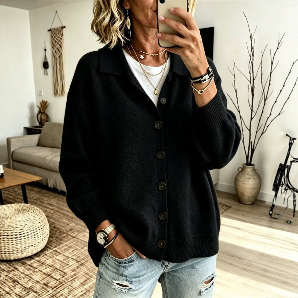 Cardigan tricoté avec boutons Et des vêtements de dessus pour femmes Lapel