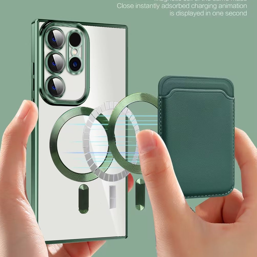 Porte-carte magnétique à électroplacage résistant à la chute Boîtier de protection pour téléphone portable