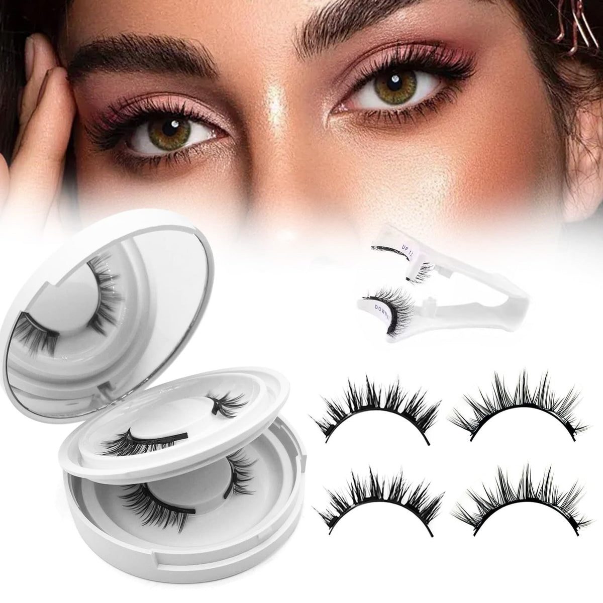 Aspiration magnétique Faux cils Porte savon intégré Sans colle Faux cils Épaisseur