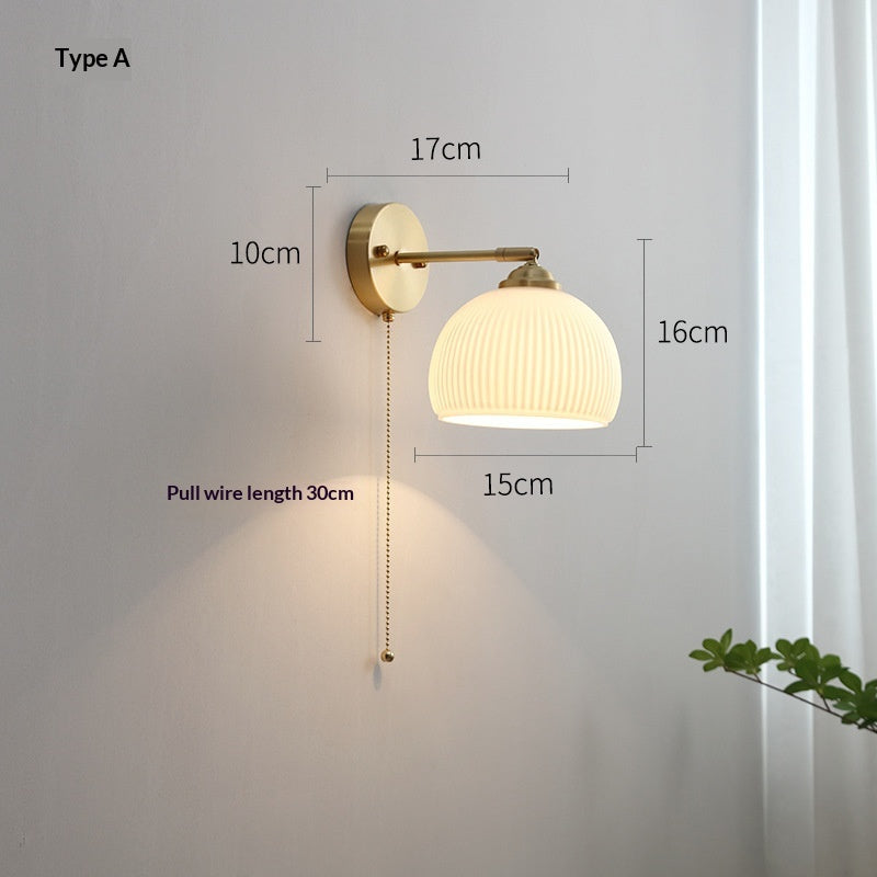 Lampe murale de couleur cuivre nordique style japonais Fond artistique mural lumière décorative