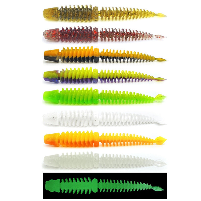 L'eau flottante statique Inverser l'aiguille filetée Tail Soft Bait Full Body Spoiler Soft Worm Bai