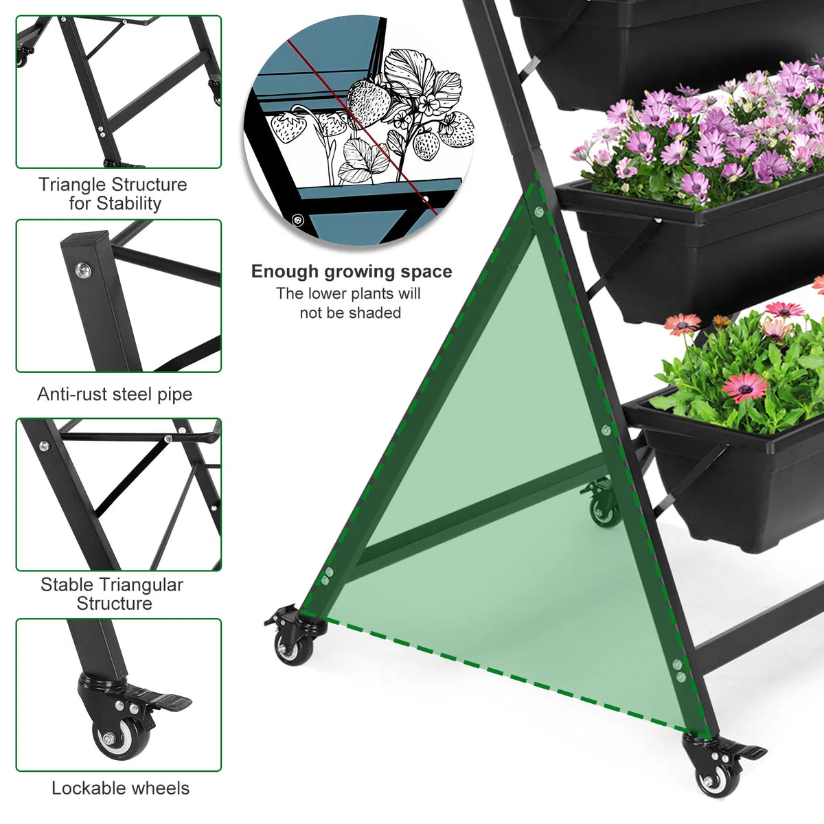 5 niveaux Lit de jardin vertical